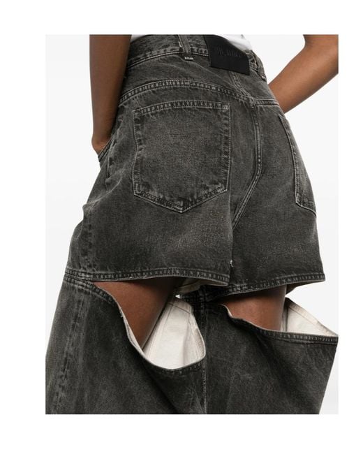 The Attico Gray The Cutout Wide-Leg Jeans