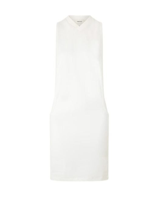Versace White Embroidered Cotton-Jersey Tank Mini Dress
