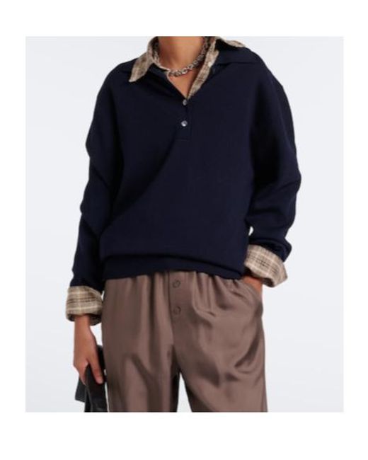 Rohe Blue Wool Polo Sweater