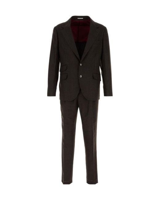 Brunello Cucinelli Black Single-Breasted Tailored Suit for men