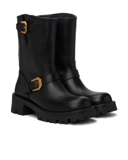 Versace Black Medusa-Embossed Leather Boots