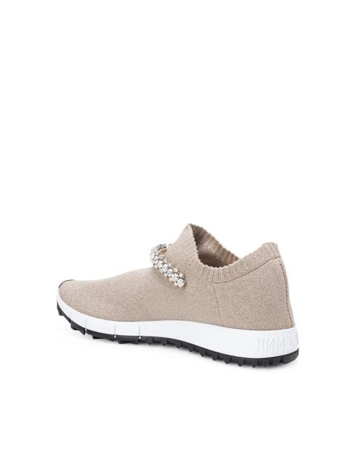 Jimmy Choo White Verona Metallic Knit Trainers