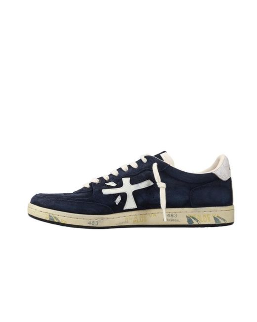 Premiata Blue Round-Toe Low-Top Sneakers for men