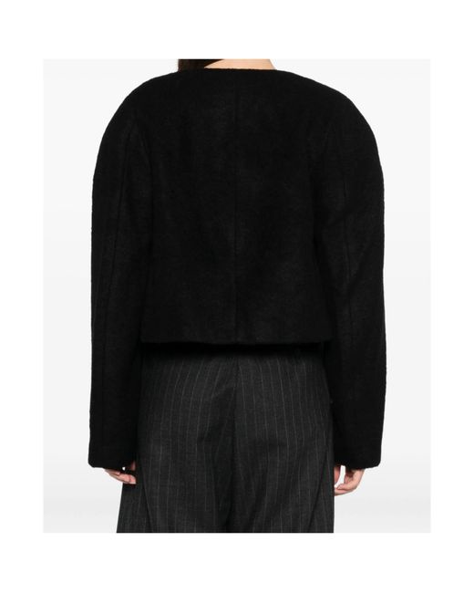 Low Classic Black Exaggerated-Shoulder Jacket