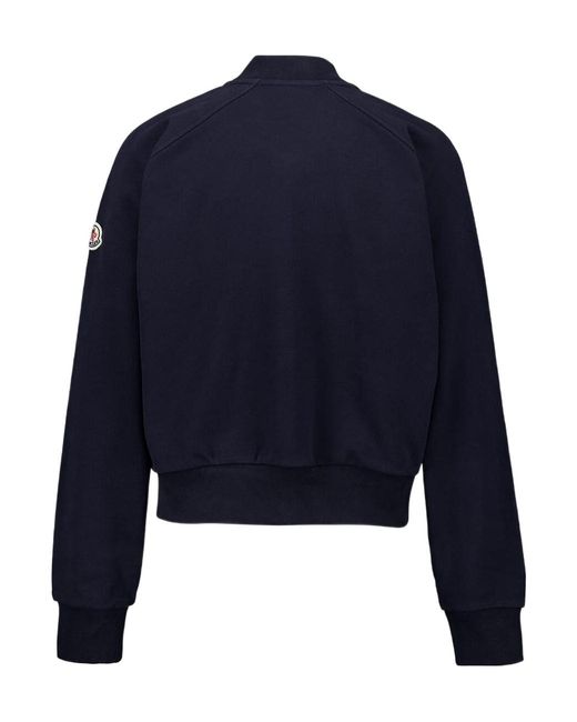 Moncler Blue Zip-Up Cropped Bomber Jacket