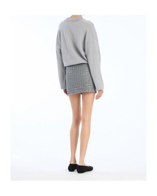 ROTATE BIRGER CHRISTENSEN Gray Beaded Mini Skirt