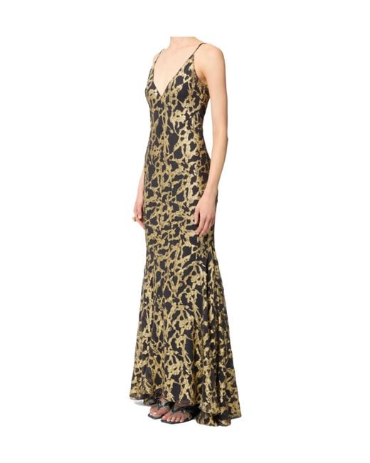 Nina Ricci Metallic Marbled-Motif Silk Maxi Dress