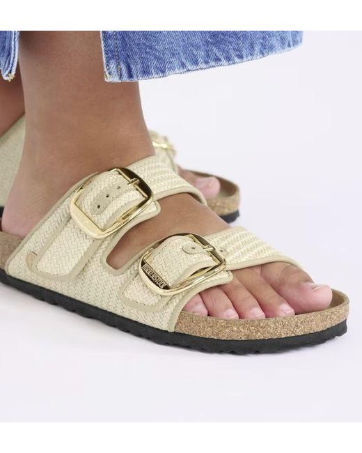 Birkenstock White Textured Double-Strap Flat Sandals