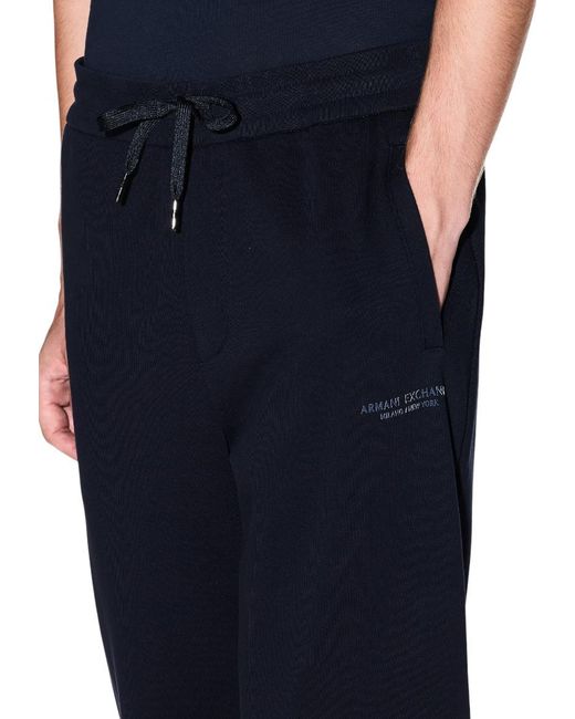 ARMANI EXCHANGE Blue Logo-Detail Drawstring Track Pants for men