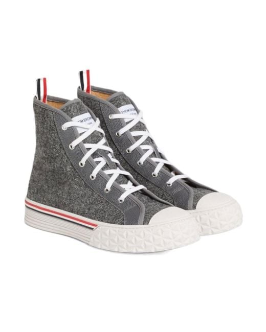 Thom Browne Gray Collegiate High-Top Sneakers for men