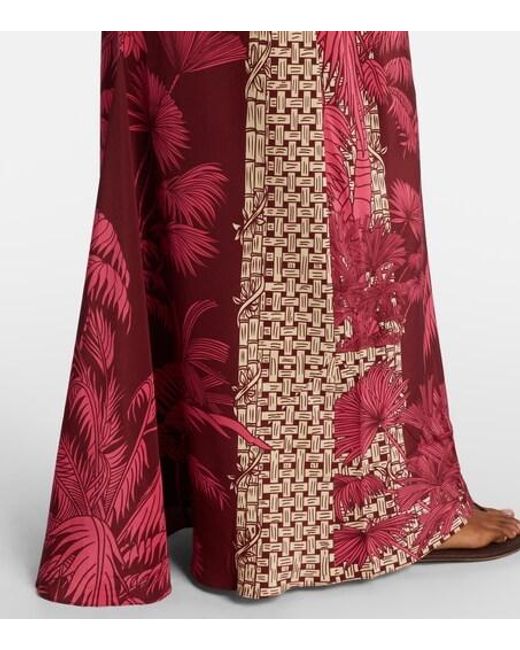 Johanna Ortiz Red Printed Silk Slip Dress