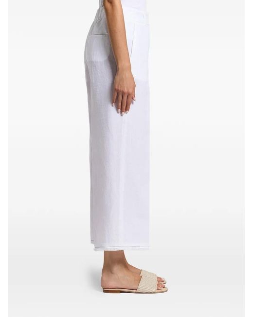 Peserico White Elastic-Waist Straight-Leg Pants