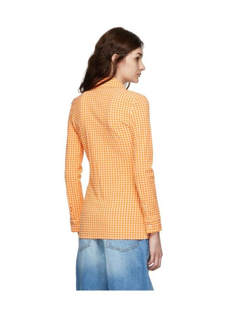 MSGM Orange Checkered Shirt