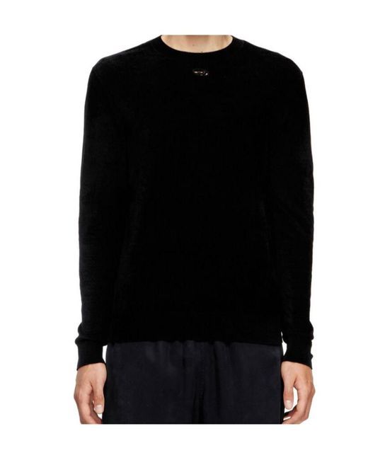 DIESEL Black K-Cevro Round-Neck Oval D Logo Plaque Sweater for men