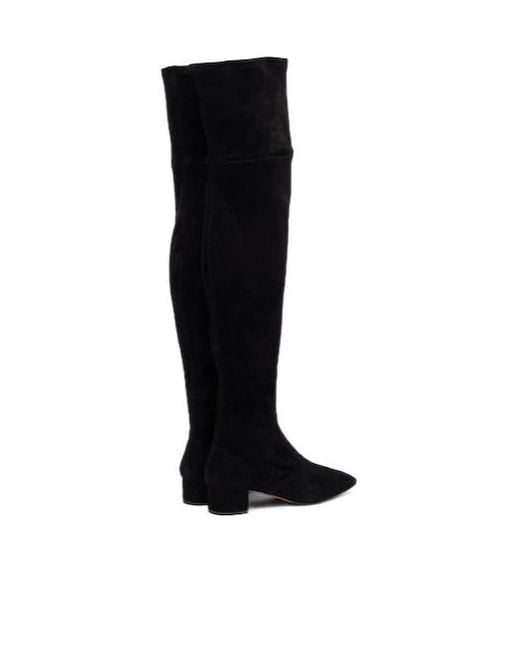 Aquazzura Black Suede Over-The-Knee Boots