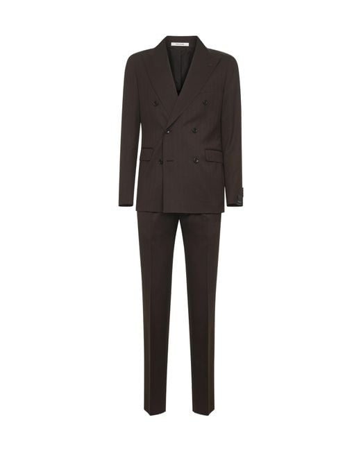 Tagliatore Black Double Breasted Tailored Suit for men