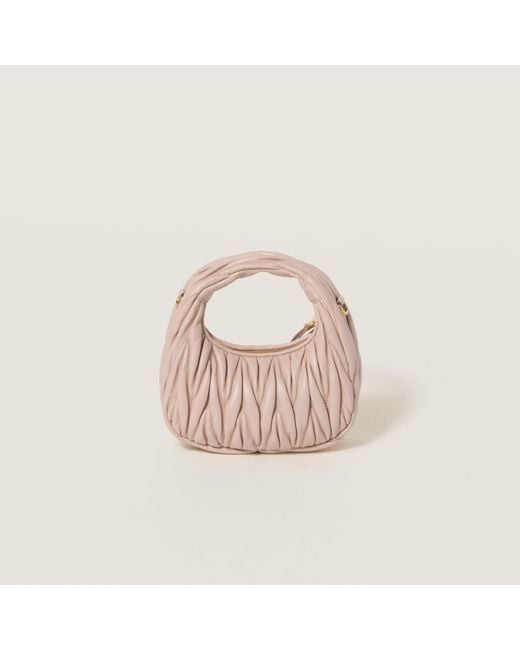 Miu Miu Pink Wander Matelassé Nappa Leather Hobo Mini-Bag
