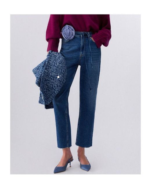 Liu Jo Blue Logo Patch Straight-Leg Jeans