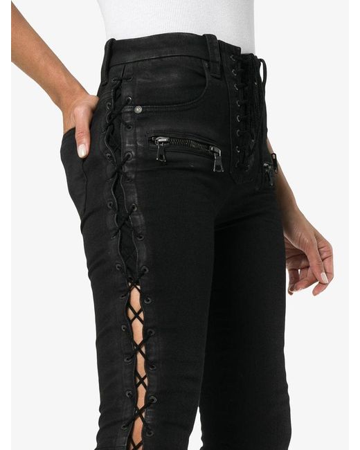 Unravel Project Black Side-Laced Jeans