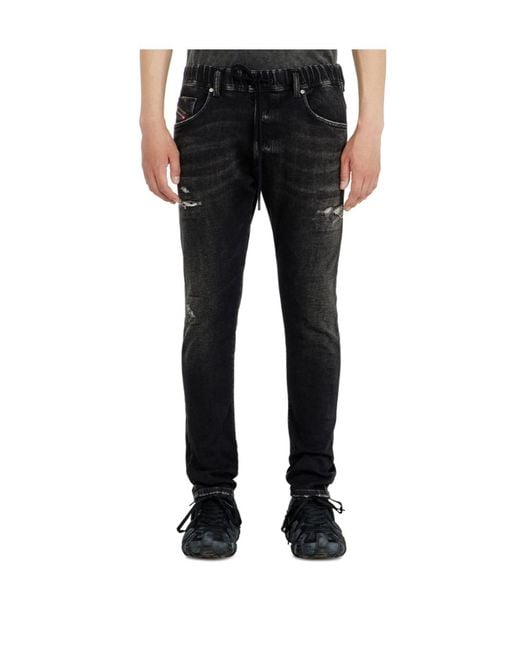 DIESEL Black Regular Regular Waist 2030 D-Krooley Joggjeans for men