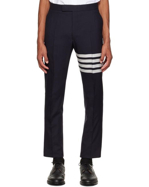 Thom Browne Black Bar Striped Detail Trousers for men