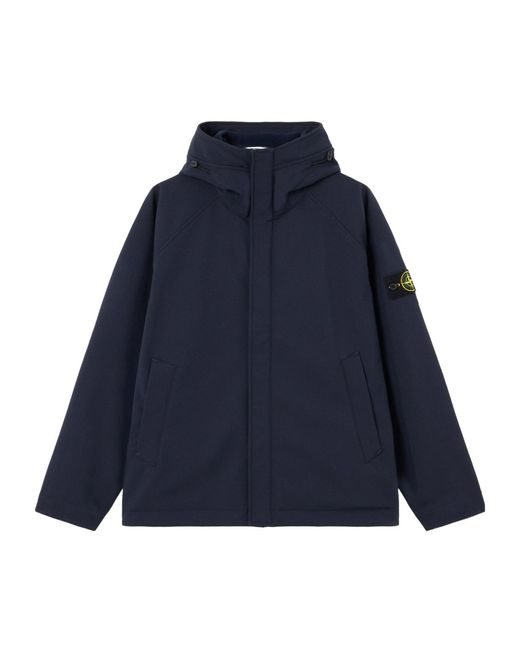 Stone Island Blue Hooded Jacket With Inner Fixed Drawstring for men