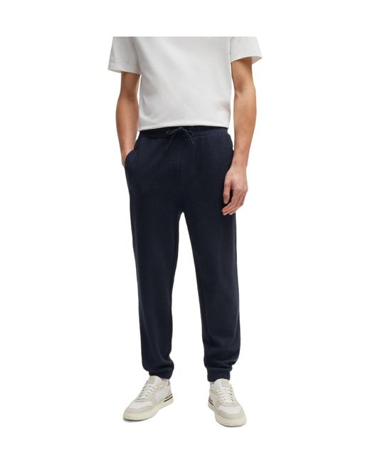 Boss Blue Drawstring Jogger Trousers for men