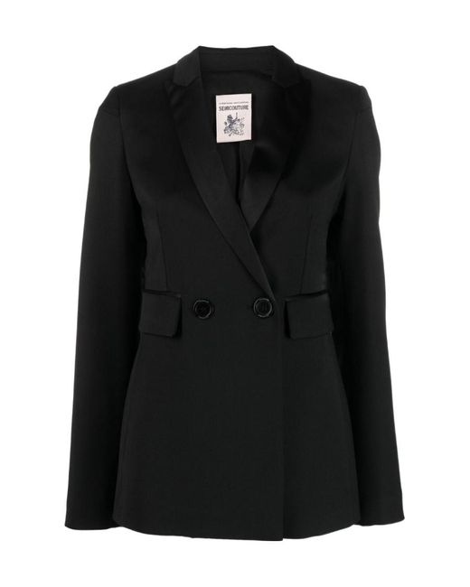 Semicouture Black Double-Breasted Blazer