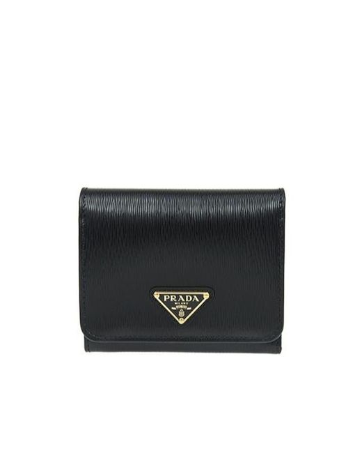 Prada Black Logo Plaque Wallet
