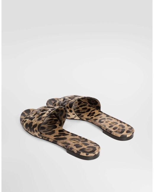 Dolce & Gabbana White Leopard Printed Slippers