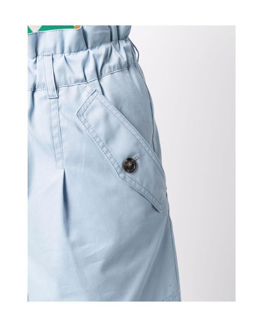 KENZO Blue High-Waist Elastic Waist Shorts