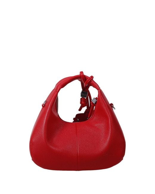 Ganni Red Mini Hobo Eyelet Tote Bag
