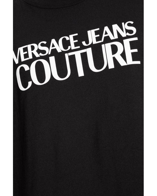 Versace Jeans Black Watercolour Couture-Print Cotton T-Shirt for men