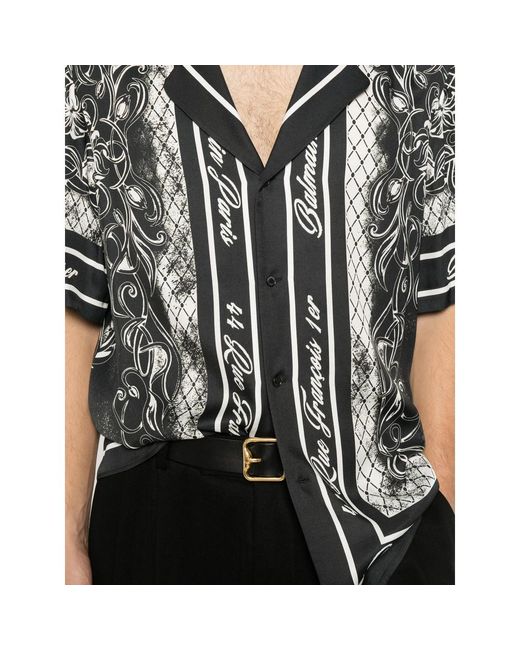 Balmain Black Baroque-Print Shirt for men