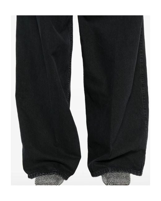 Haikure Black Pleated Wide Leg Jeans