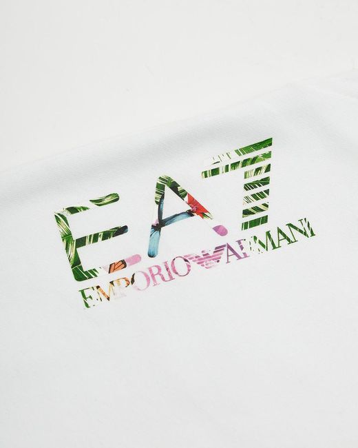 EA7 White Logo Printed Sweatpants