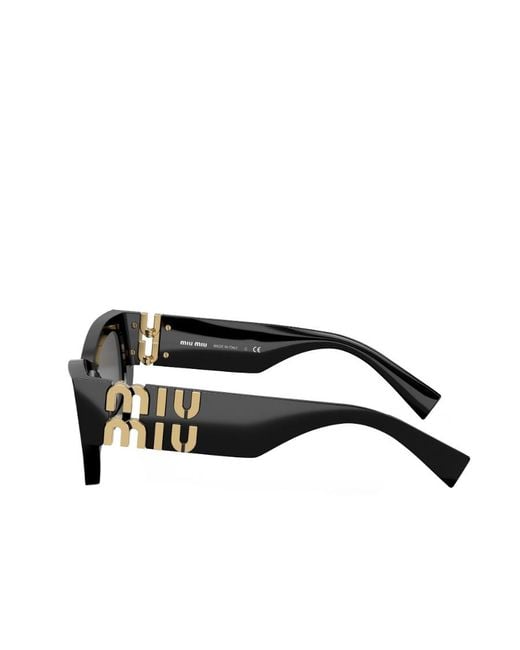 Miu Miu Black Eyewear Rectangular Frame Sunglasses