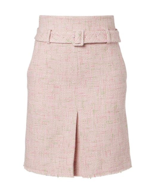 ShuShu/Tong Pink Belted Cotton-Blend Tweed Pencil Skirt