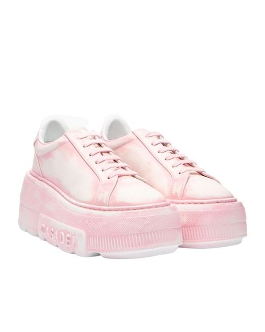 Casadei Pink Nexus Painting Platform Low-Top Sneakers