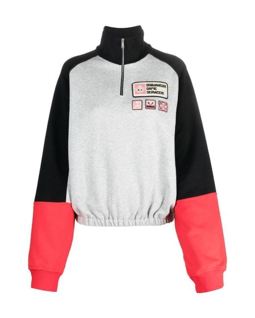 DSquared² Red D2 Athletic Panelled Sweatshirt