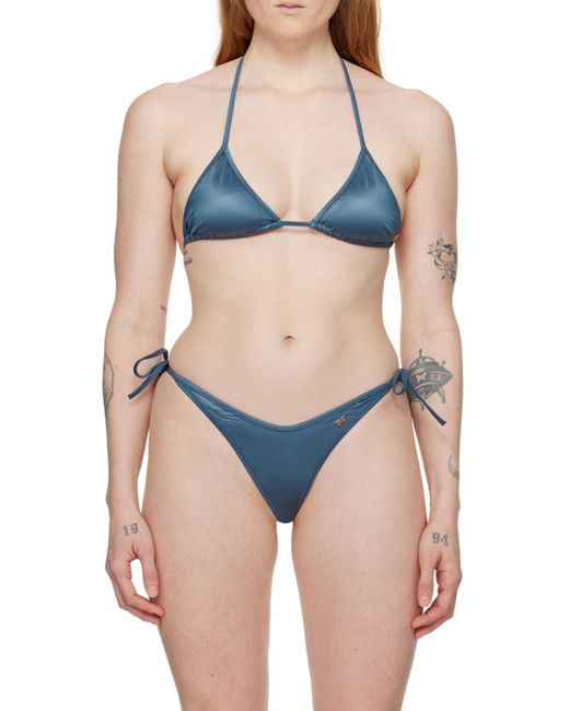 Palm Angels Blue Triangular Bikini Top