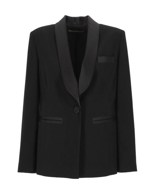 D.exterior Black Shawl Lapel Blazer