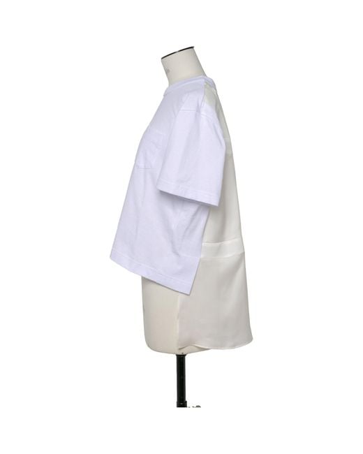 Sacai White Jersey-Style Cotton T-Shirt