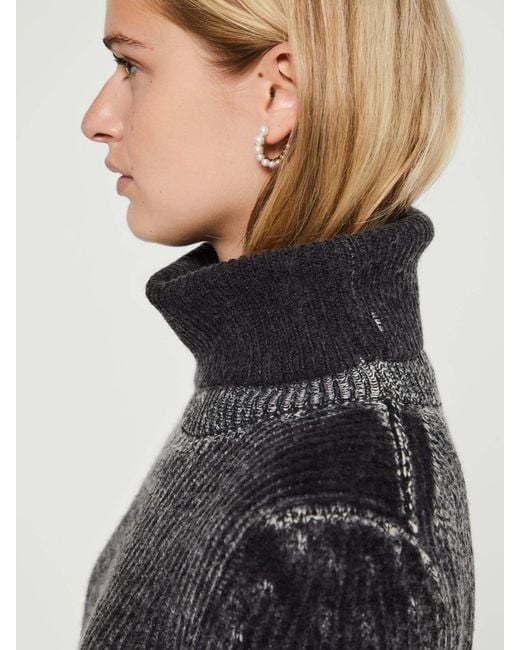 Acne Black Wool Blend Turtleneck