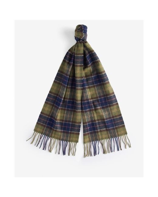 Barbour Blue Tartan Lambswool Scarf for men
