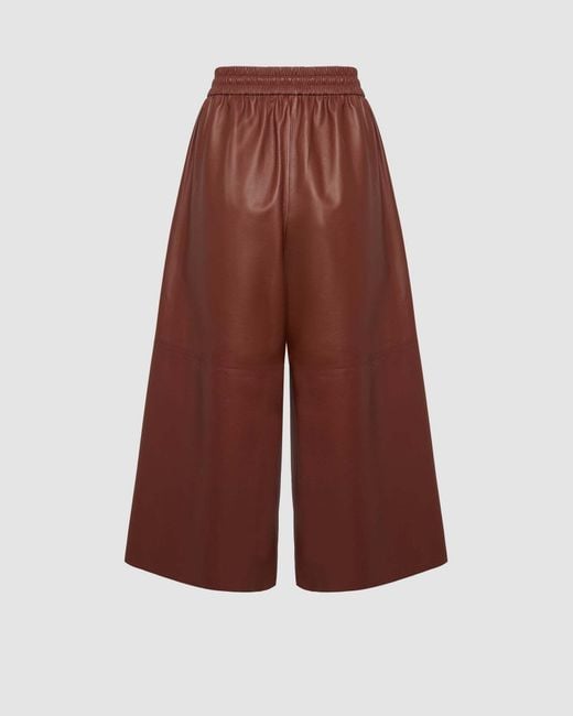 Yves Salomon Purple Drawstring Leather Trousers