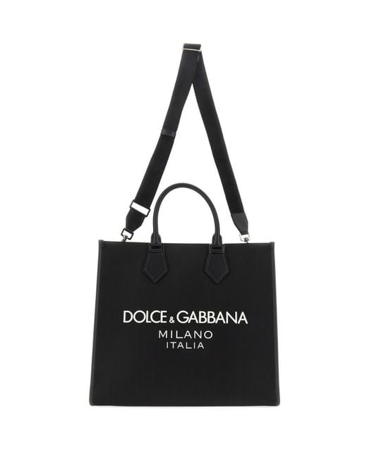 Dolce & Gabbana Black Logo Rubberized Large Shopper Bag for men