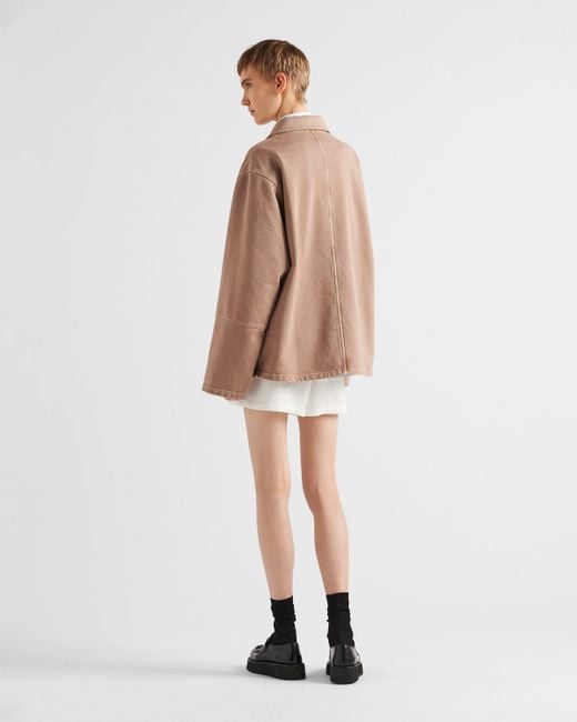 Prada Brown Turtleneck Cotton Fleece Blouson Jacket