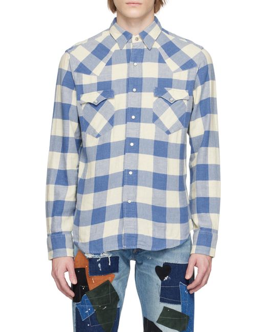 RRL Blue Gingham-Print Shirt for men