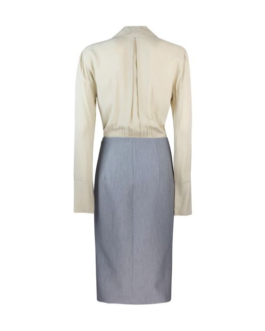 Patrizia Pepe Gray Two-Tone Dress
